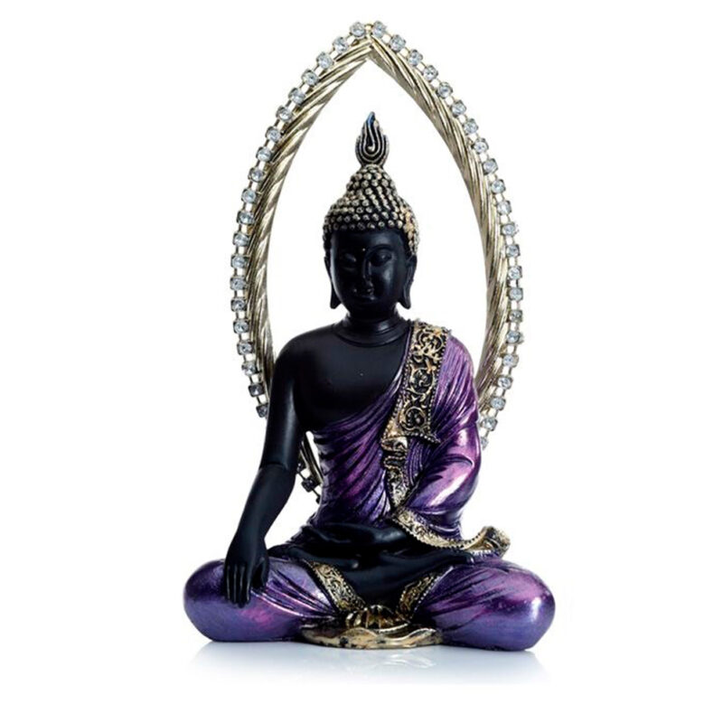 Buda Tailandés Meditando Dorado Y Morado B