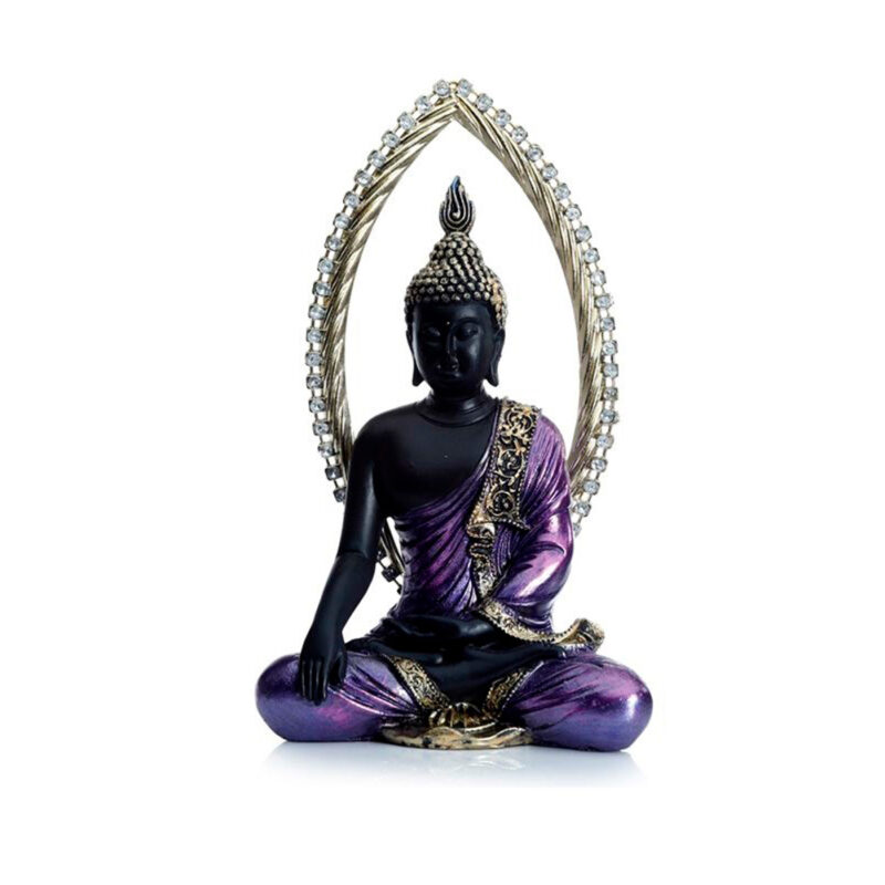 Buda Tailandés Meditando Dorado Y Morado A