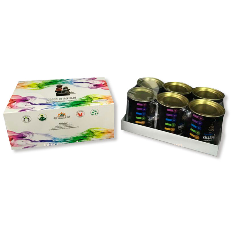Lote 6 Cajitas Conos Goloka 7 Chakras Humo Reflujo