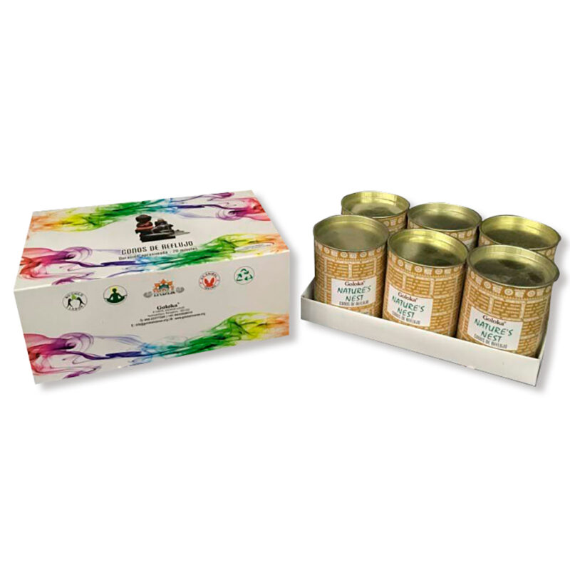 Lote 6 Cajitas Conos Goloka Nature Nest Humo Reflujo