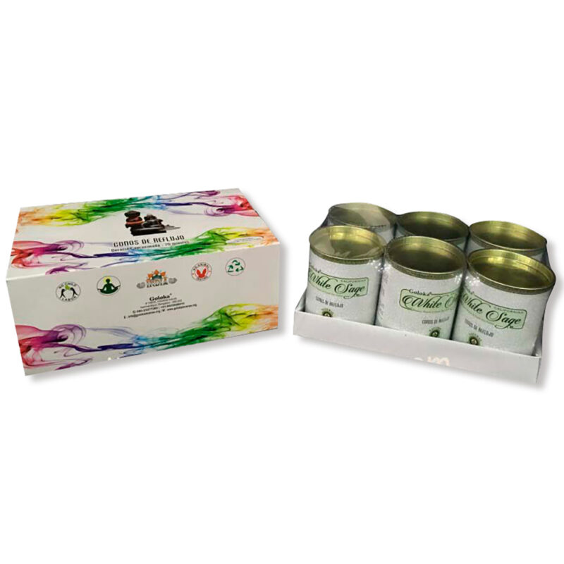 Lote 6 Cajitas Conos Goloka Salvia Blanca Humo Reflujo