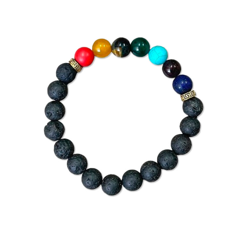 Pulsera De Roca Volcanica+7chakras