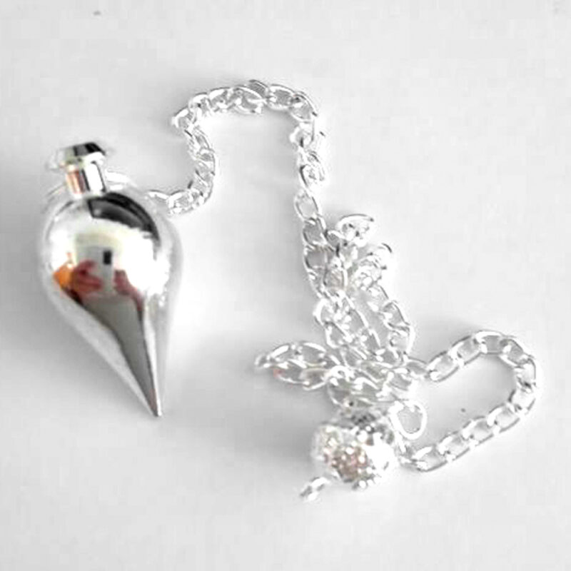 Péndulo Gota De Agua Plateado Con Cadena 25cm