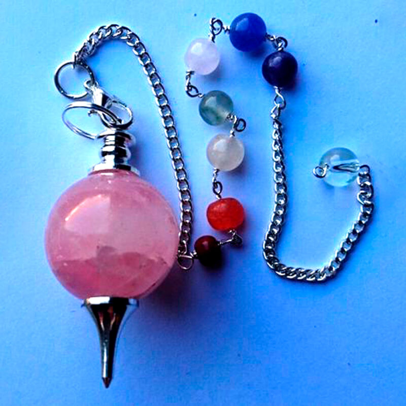 Péndulo Cuarzo Rosa Chakras Mayor