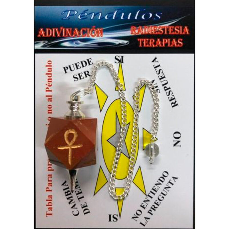 Péndulo Mineral Jaspe Rojo Llave Ankh