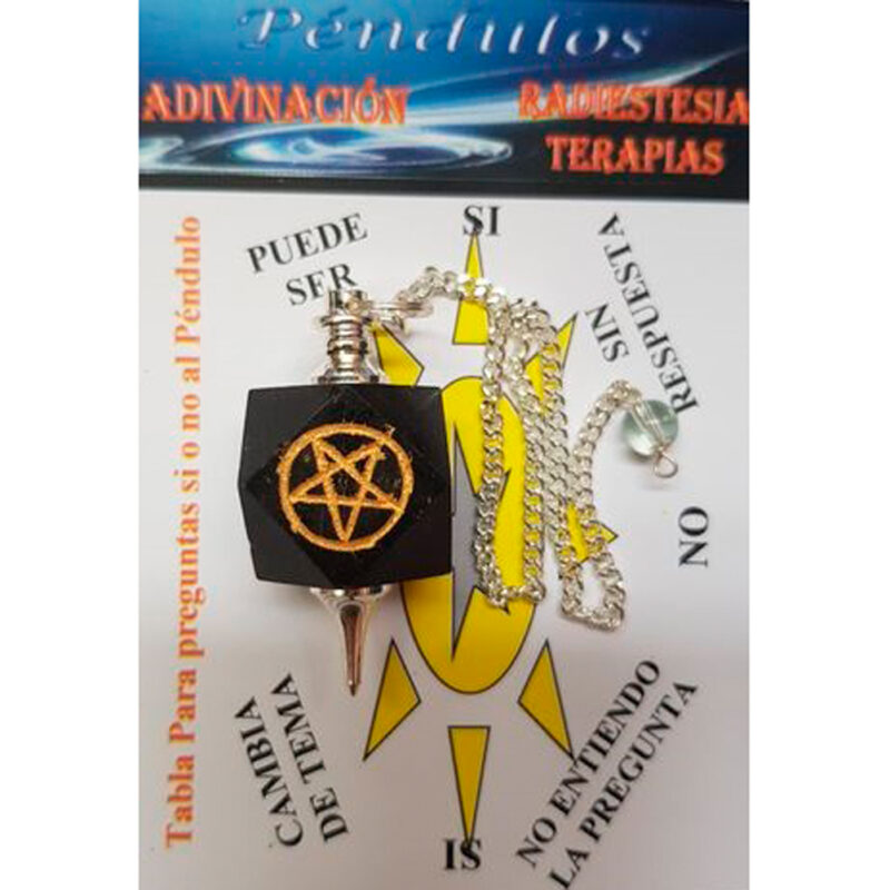 Péndulo Pentagrama Agata Negra