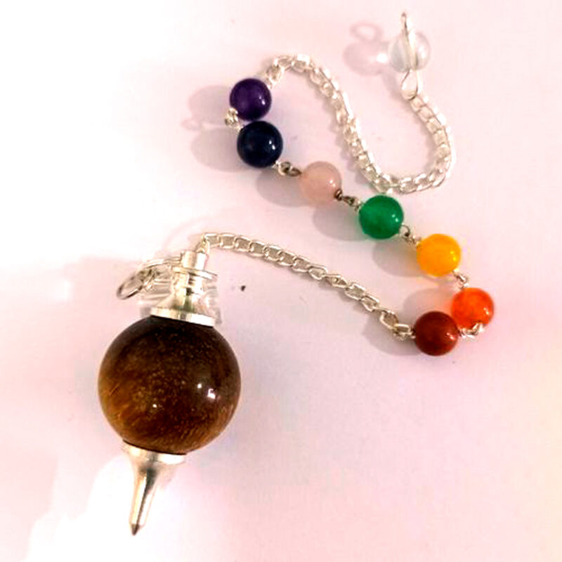 Péndulo Ojo De Tigre Cadena 7 Chackras